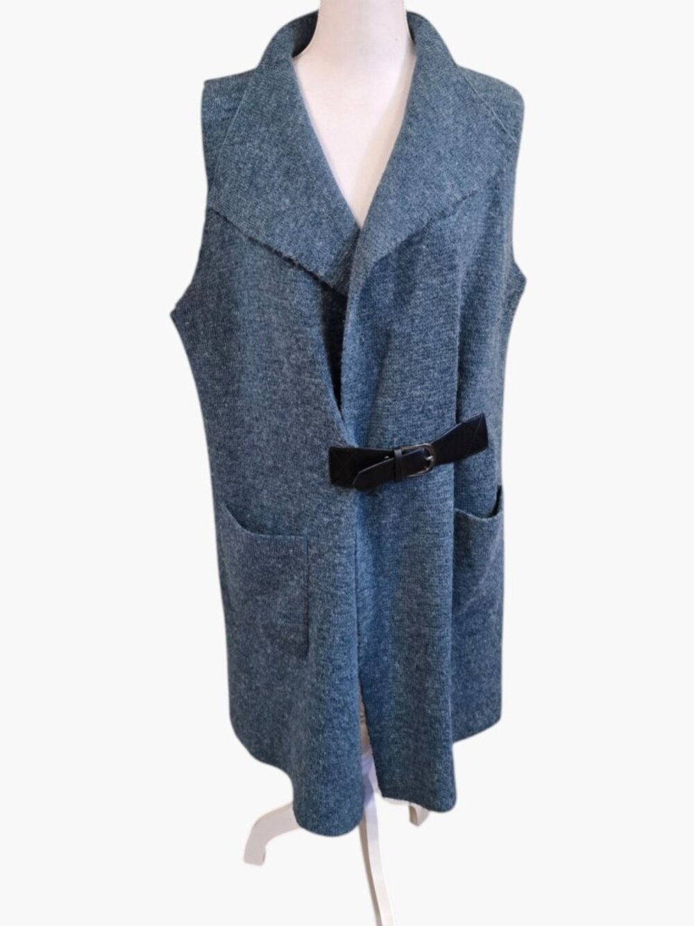Soft Surroundings Long Cardigan Sweater Vest Open Front Belt Size 1X